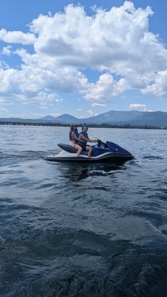 Jet skiing on lake